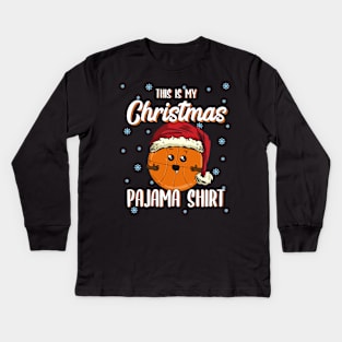 Basketball Christmas Gift Christmas Pajama Kawaii Kids Long Sleeve T-Shirt